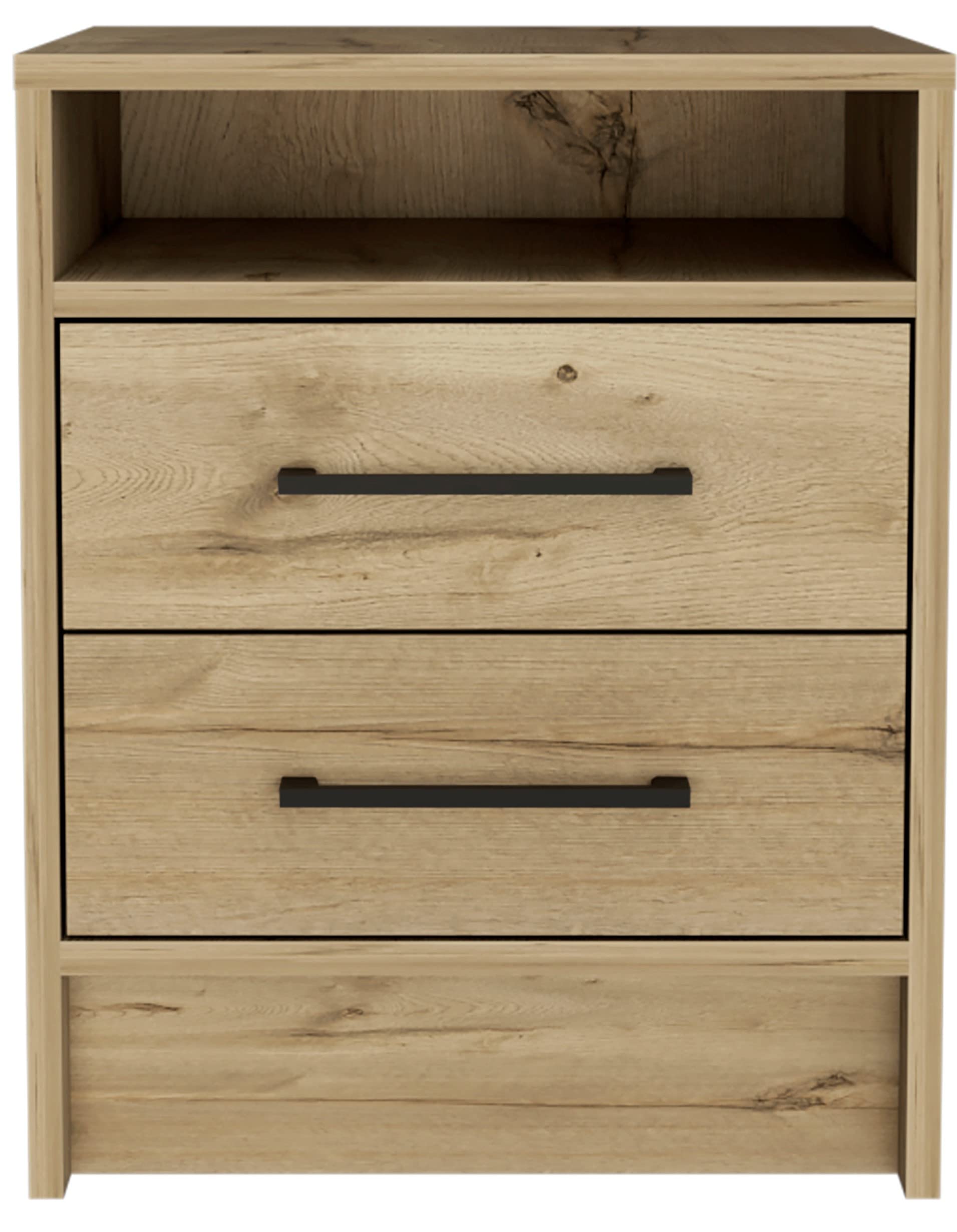 HomeRoots Light Oak Sophisticated and Stylish Light Grey Nightstand